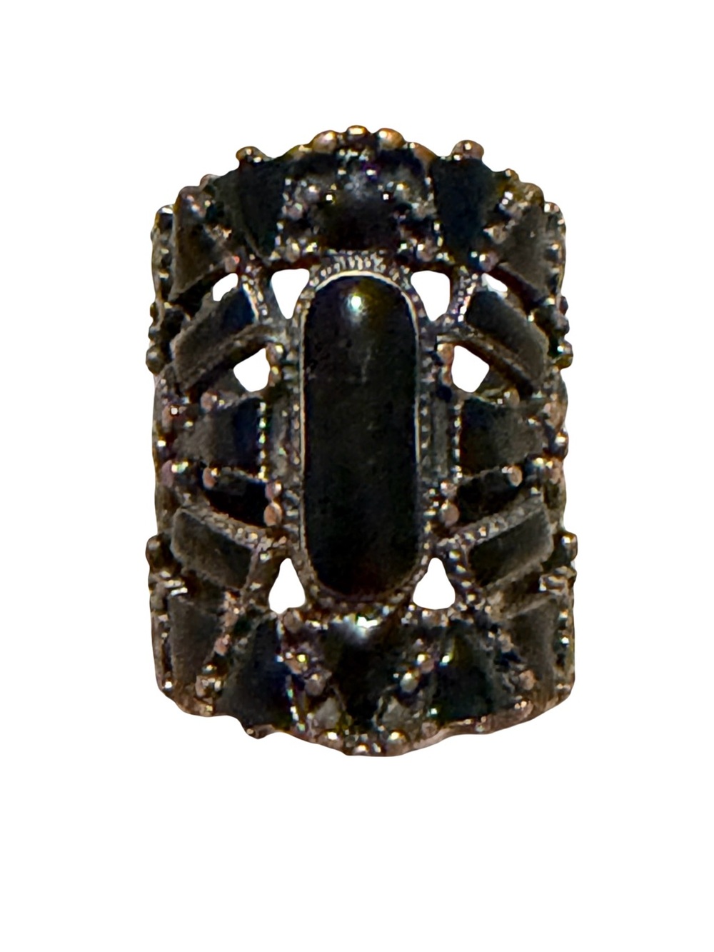 VINTAGE • Rose Gold Filigree Black Antique Statement Ring